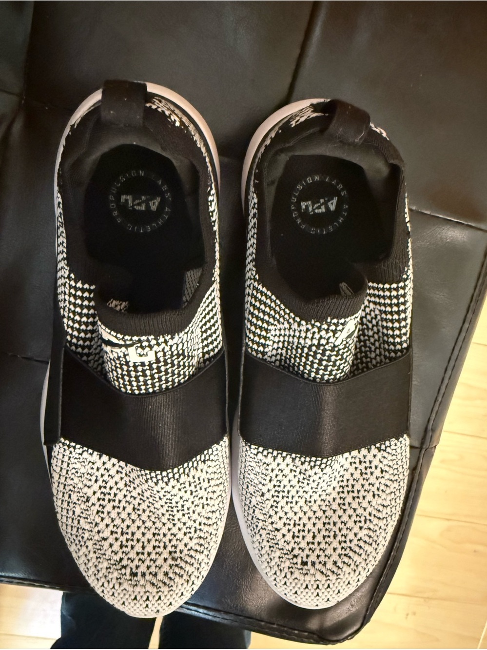 APL Slip-On Knit Sneakers in Black & White - Picture 3 of 11